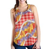 Hawaii Kahili Palaka Motifs Women Racerback Tank Hawaiian Honohono Pikake Lei LT14 - Polynesian Pride