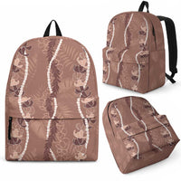 Hawaii Maile Lei Backpack With Brown Monstera Pattern LT05 - Polynesian Pride