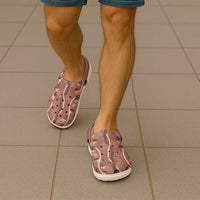 Hawaii Maile Lei Clogs Shoes With Brown Monstera Pattern - Polynesian Pride