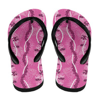 Hawaii Maile Lei Flip Flops With Pink Monstera Pattern - Polynesian Pride