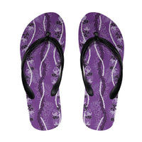 Hawaii Maile Lei Flip Flops With Violet Monstera Pattern - Polynesian Pride