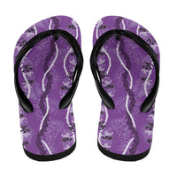 Hawaii Maile Lei Flip Flops With Violet Monstera Pattern - Polynesian Pride