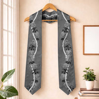 Hawaii Maile Lei Graduation Stole With Gray Monstera Pattern