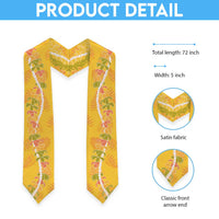 Hawaii Maile Lei Graduation Stole With Yellow Monstera Pattern