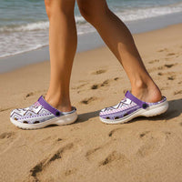 Hawaii Makahiki Turtle Clogs Shoes Violet Tapa Pattern - Polynesian Pride