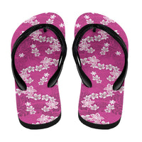 Hawaii Monstera Deliciosa Flip Flops Pink Plumeria Polynesian Pattern - Polynesian Pride