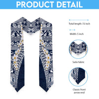 Hawaii Plumeria Tribal Vintage Graduation Stole Special Blue