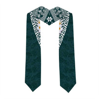 Hawaii Plumeria Tribal Vintage Graduation Stole Special Turquoise LT03 - Polynesian Pride