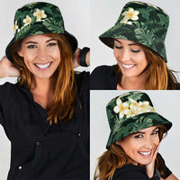 Hawaii Plumeria Tropical Leaves Bucket Hat Monstera Calathea Palm Fronds