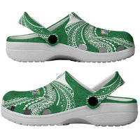Hawaii Rainbow Warriors Clogs Shoes Polynesian Motif Green Color