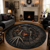 Hawaii Spooky Halloween Round Carpet Creepy Skeleton Hula