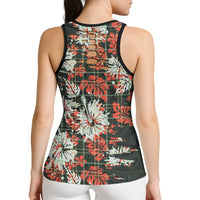 Hawaii Tartan With Hibiscus Hollow Tank Top Polynesian Pattern Vintage