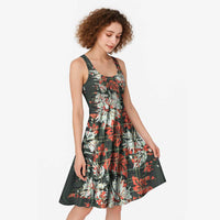 Hawaii Tartan With Hibiscus Midi Dress Polynesian Pattern Vintage