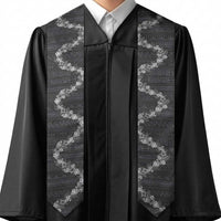 Hawaii Tropical Flowers and Leaves Graduation Stole Tapa Pattern Grayscale Mode LT03 - Polynesian Pride