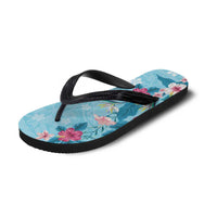 Hawaii Tropical Flowers Flip Flops Polynesian Tattoo Sky Blue LT05 - Polynesian Pride
