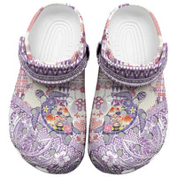 Hawaiian and Japanese Culture Together Clogs Shoes Tropical Honu with Japanese Elements Purple Color LT03