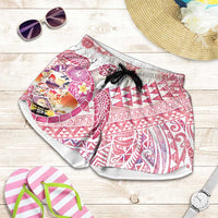 Hawaiian and Japanese Culture Together Shorts for Women Tropical Honu with Japanese Elements Pink Color LT03 Pink - Polynesian Pride