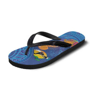 Hawaiian Funny Fruits Sea Animals Flip Flops Mango Reef Triggerfish and Pineapple Turtle and Mandarin Jellyfish LT03 - Polynesian Pride