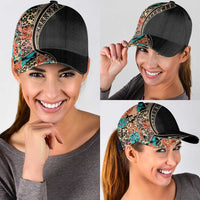 Hawaiian Hibiscus and Tropical Leaves Classic Cap Patchwork Grunge Abstract Tapa Tribal Pattern LT03