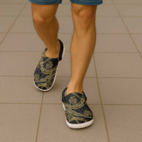 Hawaiian Kakau Art and Hisbiscus Tattoo Clogs Shoes Tribal Pattern-Gold Style - Polynesian Pride