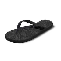 Hawaiian Kakau Art and Hisbiscus Tattoo Flip Flops Tribal Pattern-Black Gradient Style - Polynesian Pride