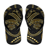 Hawaiian Kakau Art and Hisbiscus Tattoo Flip Flops Tribal Pattern-Gold Style - Polynesian Pride