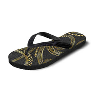 Hawaiian Kakau Art and Hisbiscus Tattoo Flip Flops Tribal Pattern-Gold Style - Polynesian Pride