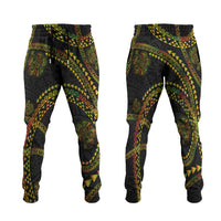 Hawaiian Kakau Art and Hisbiscus Tattoo Jogger Pants Tribal Pattern-Reggae Style - Polynesian Pride