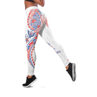 Hawaiian Kakau Tribal Sea Animals Tattoos Leggings Hawaii Flag Color Inspired LT03 Multicolor - Polynesian Pride