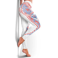 Hawaiian Kakau Tribal Sea Animals Tattoos Leggings Hawaii Flag Color Inspired LT03 - Polynesian Pride