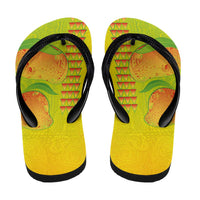 Hawaiian Mango Flip Flops Polynesian Art Pattern and Kakau Tattoo