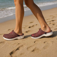 Hawaiian Monk Seal and Whale Clogs Shoes Kakau Tribal Pattern Red Color
