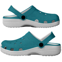 Hawaiian Monk Seal and Whale Clogs Shoes Kakau Tribal Pattern Teal Color