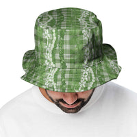 Hawaiian Ohia Lehua Lei Bucket Hat Plaid Palaka Omaomao Pattern - Polynesian Pride