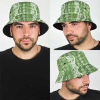 Hawaiian Ohia Lehua Lei Bucket Hat Plaid Palaka Omaomao Pattern - Polynesian Pride