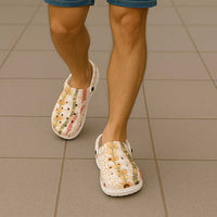 Hawaiian Ohia Lehua Lei Clogs Shoes Plaid Palaka Ahiehie Pattern - Polynesian Pride