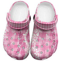Hawaiian Ohia Lehua Lei Clogs Shoes Plaid Palaka Akala Pattern - Polynesian Pride