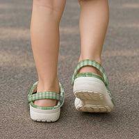 Hawaiian Ohia Lehua Lei Clogs Shoes Plaid Palaka Omaomao Pattern - Polynesian Pride