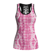 Hawaiian Ohia Lehua Lei Hollow Tank Top Plaid Palaka Akala Pattern - Polynesian Pride