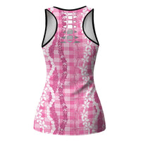 Hawaiian Ohia Lehua Lei Hollow Tank Top Plaid Palaka Akala Pattern - Polynesian Pride