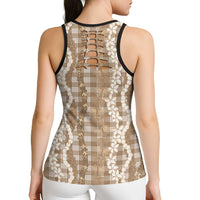 Hawaiian Ohia Lehua Lei Hollow Tank Top Plaid Palaka Kalaihaahaa Pattern - Polynesian Pride