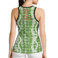 Hawaiian Ohia Lehua Lei Hollow Tank Top Plaid Palaka Omaomao Pattern - Polynesian Pride