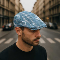 Hawaiian Ohia Lehua Lei Jeff Hat Plaid Palaka Uliuli Omaomao Pattern - Polynesian Pride