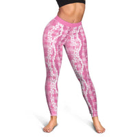 Hawaiian Ohia Lehua Lei Leggings Plaid Palaka Akala Pattern - Polynesian Pride