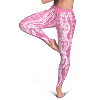 Hawaiian Ohia Lehua Lei Leggings Plaid Palaka Akala Pattern - Polynesian Pride