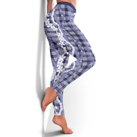 Hawaiian Ohia Lehua Lei Leggings Plaid Palaka Uliuli hohonu Pattern - Polynesian Pride