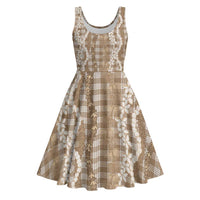 Hawaiian Ohia Lehua Lei Midi Dress Plaid Palaka Kalaihaahaa Pattern - Polynesian Pride