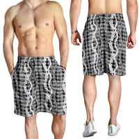 Hawaiian Ohia Lehua Lei Shorts for Men Plaid Palaka Eleele Pattern - Polynesian Pride