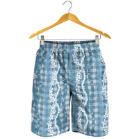 Hawaiian Ohia Lehua Lei Shorts for Men Plaid Palaka Uliuli Omaomao Pattern - Polynesian Pride