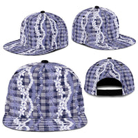 Hawaiian Ohia Lehua Lei Snapback Cap Plaid Palaka Uliuli hohonu Pattern - Polynesian Pride